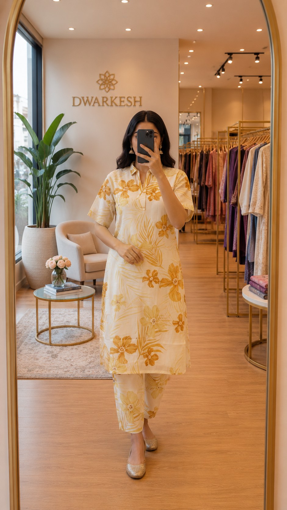 Cream & Mustard Tropical Print Co-ord Set - DC-104 - view 6