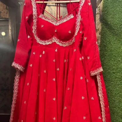 Red Designer Georgette Anarkali Suit for Women