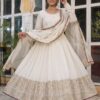 Ivory Embroidered Anarkali Gown for Women | Chinon Silk