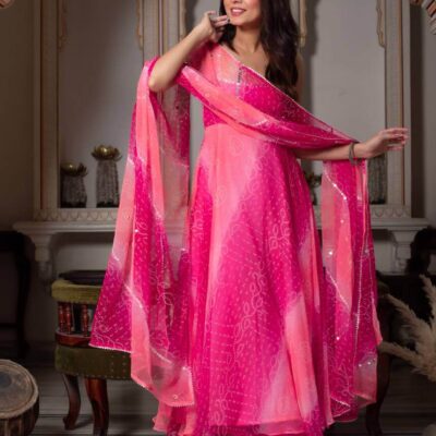 Mirror Bloom Designer Anarkali Suit for Women with Pant & Dupatta