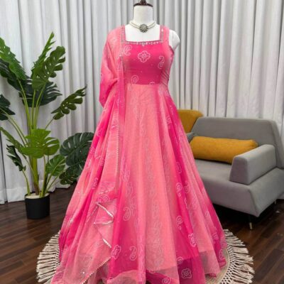 Mirror Bloom Designer Anarkali Suit for Women with Pant & Dupatta