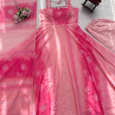 Mirror Bloom Designer Anarkali Suit for Women with Pant & Dupatta