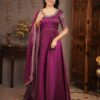 Embroidered Satin Silk Anarkali Gown for Women with Dupatta
