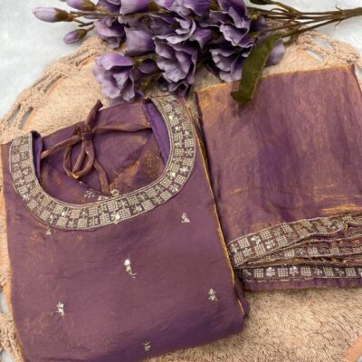 Embroidered Satin Silk Anarkali Gown for Women with Dupatta