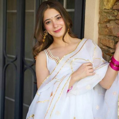 White Designer Anarkali Suit for Women | Georgette Palazzo Set