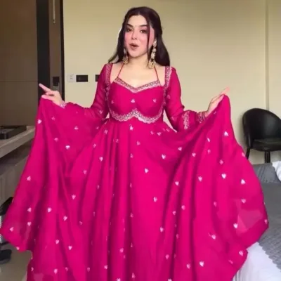 Pink Designer Georgette Anarkali Suit for Women