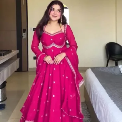 Pink Designer Georgette Anarkali Suit for Women