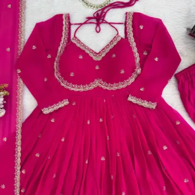 Pink Designer Georgette Anarkali Suit for Women