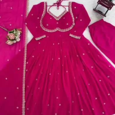 Pink Designer Georgette Anarkali Suit for Women