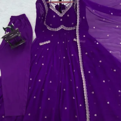 Blue Designer Georgette Anarkali Suit for Women